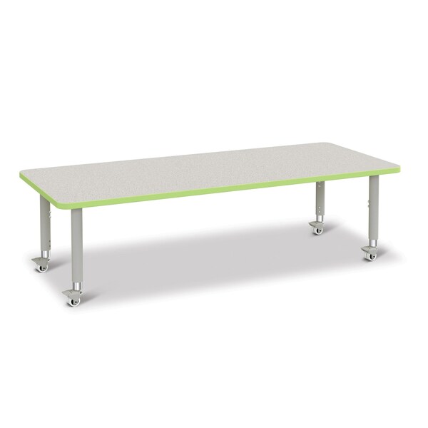 Berries Rectangle Activity Table, 30 in. x 72 in., Mobile, Freckled Gray/Key Lime/Gray